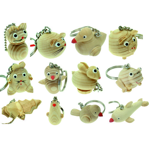 Dřevěná zvířátka klíčenky