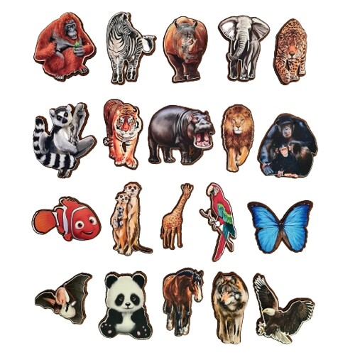 Magnetky dřevěné MIX se zvířátky celopotisk