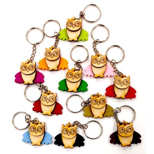 Klíčenka sovička dřevo,filc