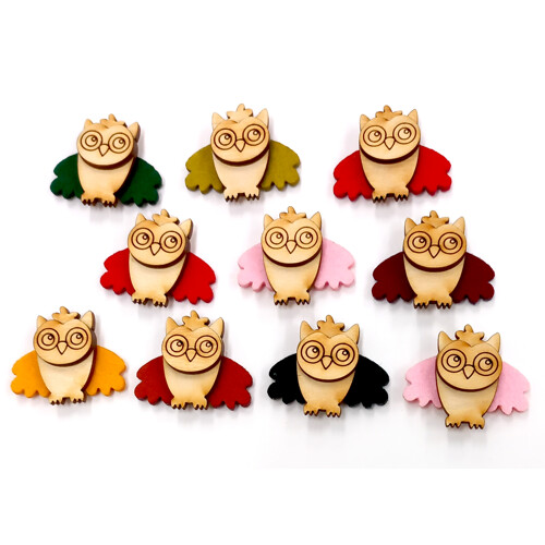 Magnetka sovička dřevo, filc