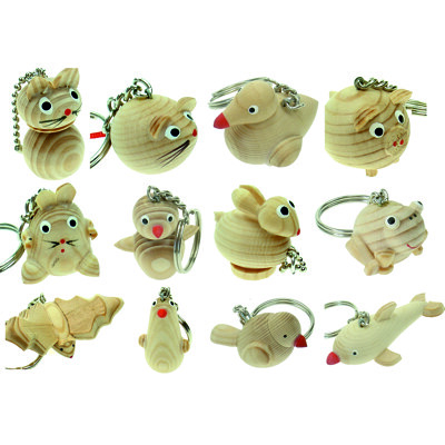 Dřevěná zvířátka klíčenky