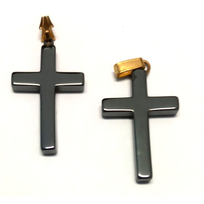 Přívěsek Hematit - křížek se závěsem 22x15mm
