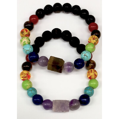 Náramek 7čaker minerály a láva