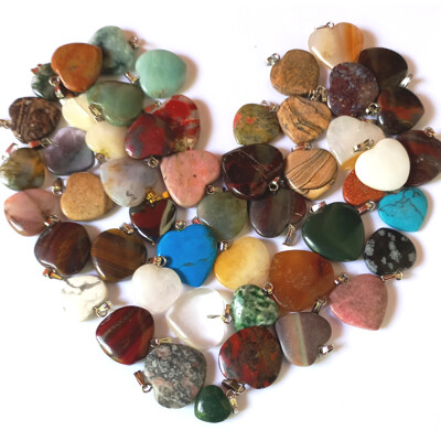 Přívěsek srdíčko kámen, ulexit - mix