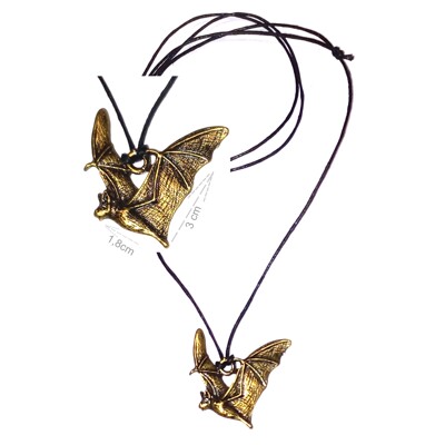 Přívěsek netopýr "B" staromosaz na šňůrce