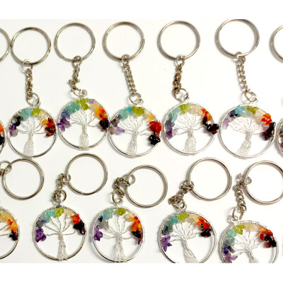 Klíčenka s čakrovým stromkem štěstí