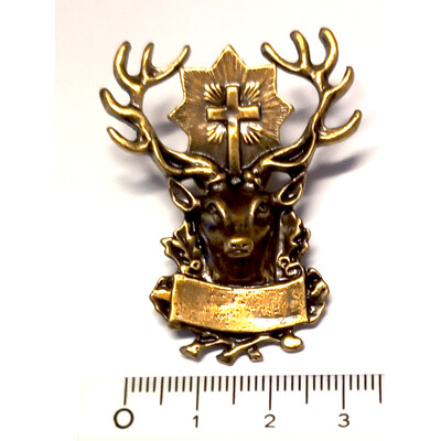 Lovecký odznak s pinem Sv.Hubert , staromosaz